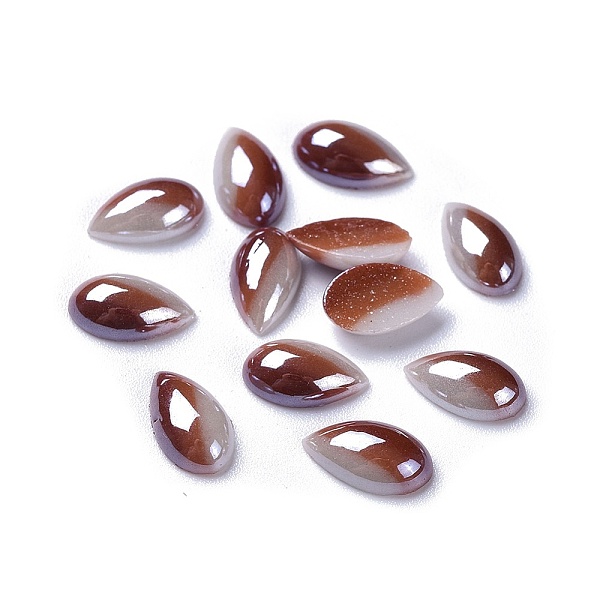 

PandaHall Opaque Glass Cabochons, Stripe Pattern, teardrop, Colorful, 10x6x3mm Glass Teardrop