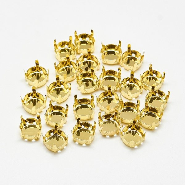 

PandaHall 201 Stainless Steel Sew on Prong Settings, Claw Settings for Flat Back Rhinestone, Flat Round, Golden, Tray: 10mm, 11x6mm, Hole...