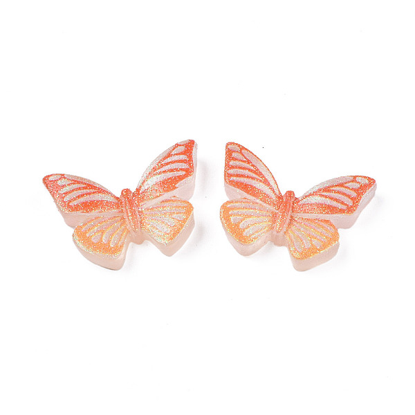 

PandaHall Translucent Printed Resin Cabochons, with Glitter Powder, Butterfly, Coral, 15.5x23x5mm Resin Butterfly Red