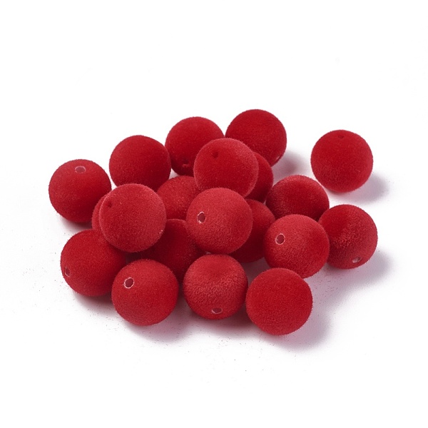 

PandaHall Flocky Acrylic Beads, Round, Red, 14mm, Hole: 2mm Acrylic Round Red