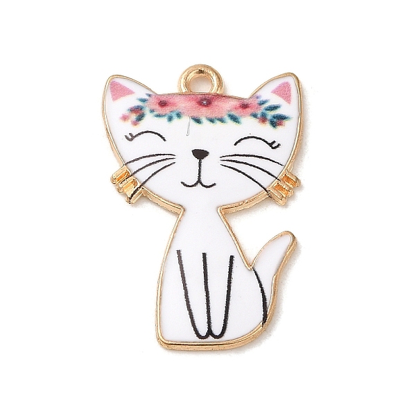 

PandaHall Alloy Enamel Pendants, Light Gold, Cat Charm, White, 26x17x1.5mm, Hole: 1.6mm Alloy+Enamel Cat Shape White