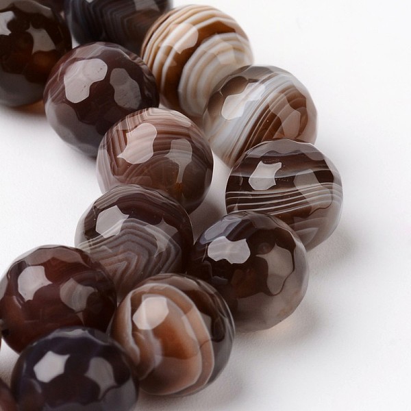 

PandaHall Natural Botswana Agate Bead Strands, Faceted, Round, 10mm, Hole: 1mm, about 38pcs/strand, 15 inch Botswana Agate Round