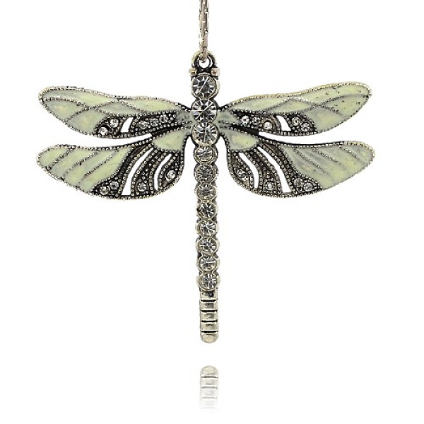 

PandaHall Vintage Dragonfly Pendant Necklace Findings, Alloy Enamel Big Pendants, with Crystal Rhinestone, Antique Silver, Light Goldenrod..., Yellow