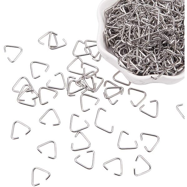 

PandaHall 400pcs Iron Triangle Jump Rings Pinch Bails Triangle Buckle for DIY Jewelry Making, Platinum, 11x13x1.1mm Iron