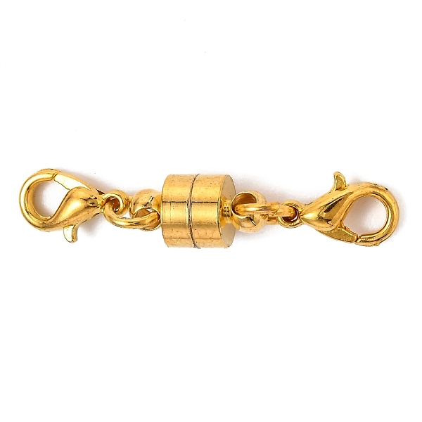 

PandaHall Brass Magnetic Clasps Converter, with Lobster Claw Clasps, Column, Golden, 33x6mm Brass Column