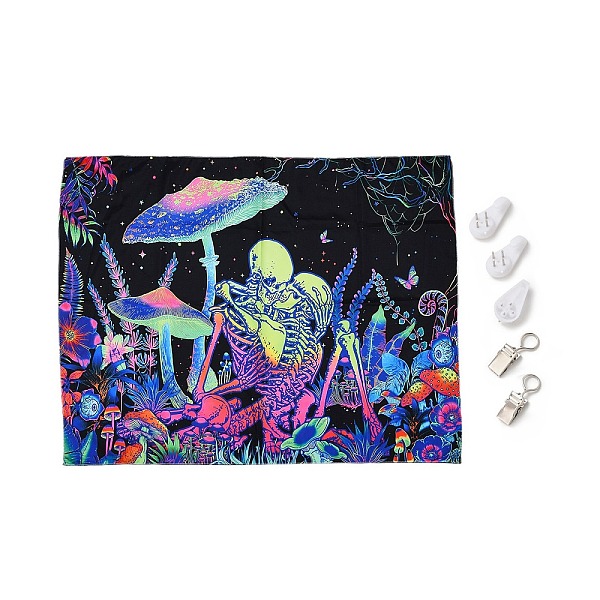 

PandaHall UV Reactive Blacklight Tapestry, Polyester Decorative Wall Tapestry, for Home Decoration, Rectangle, Skull Pattern, 950x750x0.5mm...