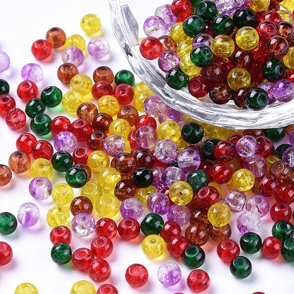 

PandaHall Baking Painted Crackle Glass Beads, Luster Glass Pearls, Round, Mixed Color, 4~4.5x4mm, Hole: 1mm, about 400pcs/bag Glass Round..., Multicolor