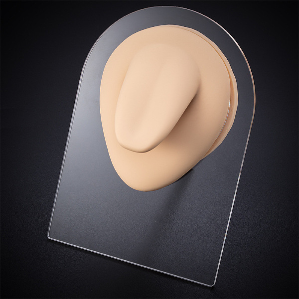 

PandaHall Soft Silicone Tongue Flexible Model Body Part Displays with Acrylic Stands, Jewelry Display Teaching Tools for Piercing Suture..., Brown
