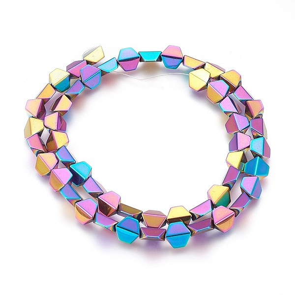 

PandaHall Electroplated Non-magnetic Synthetic Hematite Beads Strands, Polish, Trapezoid, Multi-color Plated, 8x8x4mm, Hole: 1mm, about...