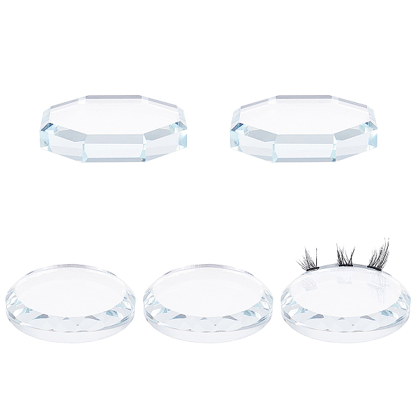 PandaHall Fingerinspire K9 Glass Eyelash Extension Pads, Grafting Eyelashes Tools, Flat Round & Hexagon, Clear, 5pcs/set Glass Mixed Shapes...