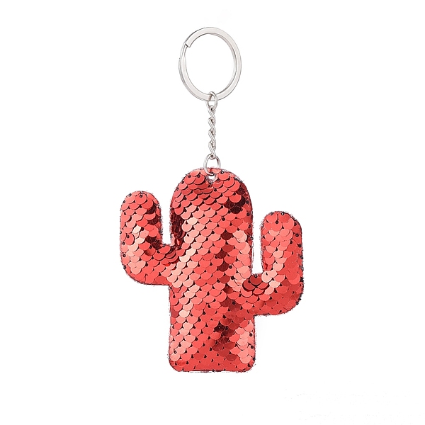 

PandaHall Keychain, with Plastic Paillette Beads, Iron Key Ring and Chain, Cactus, Platinum, Red, 128mm, Pendant: 84x74x11~12mm Iron Others...