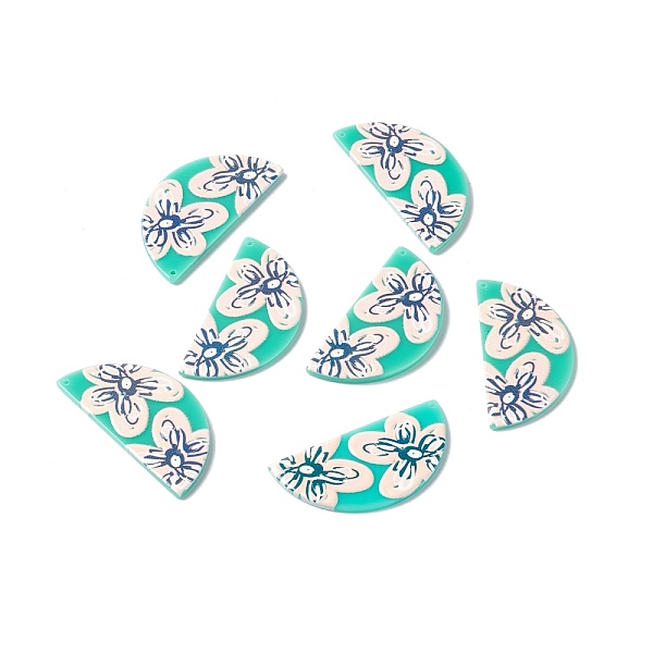 

PandaHall Semicircle with Flower Opaque Acrylic Pendants, Mixed Color, 45x22.5x2mm, Hole: 1.4mm Acrylic Flower Multicolor