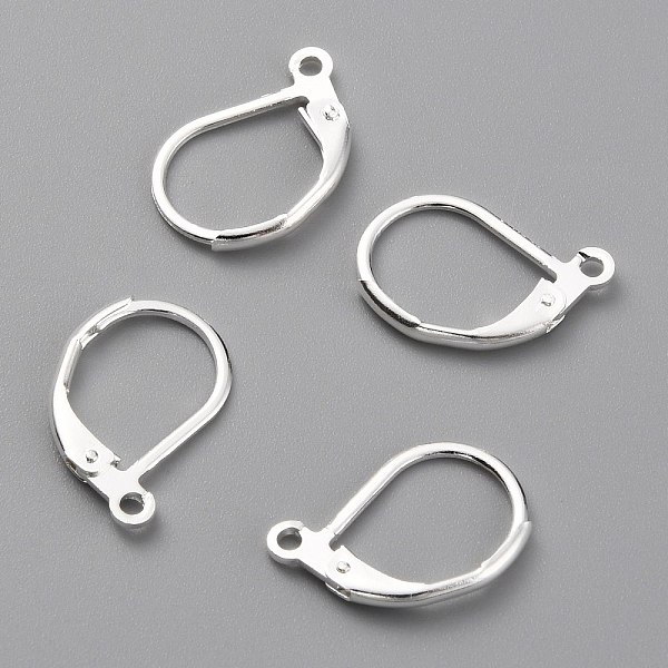

PandaHall Brass Leverback Earring Findings, with Horizontal Loop, 925 Sterling Silver Plated, 15.6x10x2mm, Hole: 1.4mm, Pin: 0.8mm Brass