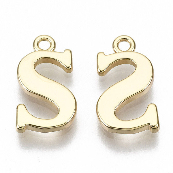 

PandaHall Brass Charms, Nickel Free, Letter, Real 18K Gold Plated, Letter.R, S: 13x7.5x1.5mm, Hole: 1.2mm Brass Letter