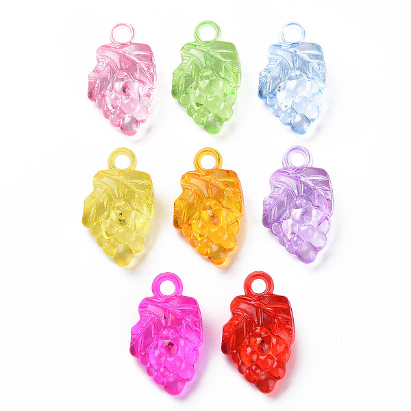 

PandaHall Autumn Theme Transparent Acrylic Pendants, Grape, Mixed Color, 26x16x9mm, Hole: 3mm, about 330pcs/500g Acrylic Fruit Multicolor