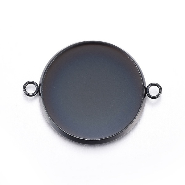 

PandaHall Stainless Steel Cabochon Connector Settings, Plain Edge Bezel Cups, Flat Round, Electrophoresis Black, Tray: 18mm, 20x25.5x2mm...