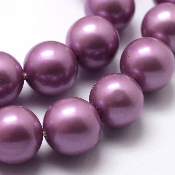 

PandaHall Polished Round Grade A Shell Pearl Bead Strands, Orchid, 6mm, Hole: 1mm, about 64pcs/strand, 15.7 inch Shell Pearl Round Purple