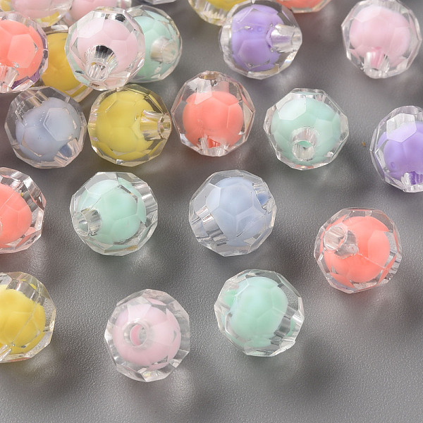 

PandaHall Transparent Acrylic Beads, Bead in Bead, Faceted, Round, Mixed Color, 9.5x9.5mm, Hole: 2mm, about 1041pcs/500g Acrylic Round..., Multicolor