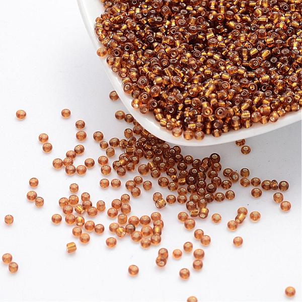PandaHall 12/0 Glass Seed Beads, Silver Lined Round Hole, Round, Dark Goldenrod, 2mm, Hole: 1mm, about 30000 beads/pound Glass Gold