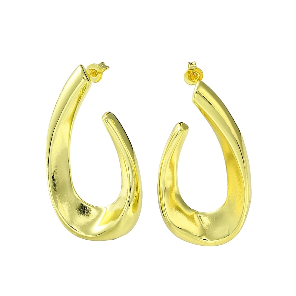 

PandaHall Brass Stud Earrings, Teardrop, Real 18K Gold Plated, 42x23mm Brass Teardrop