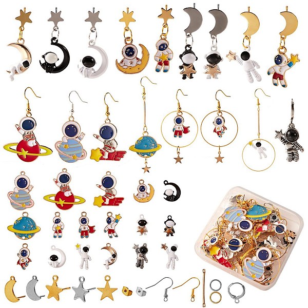 

PandaHall 117Pcs DIY Astronaut Charm Earrings Making Kit, Including Alloy Enamel & Iron Pendants, Alloy & Brass Links, 304 Stainless Steel &..., Multicolor