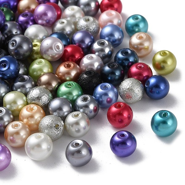 

PandaHall Baking Painted Pearlized Glass Pearl Round Bead Strands, Mixed Color, 8mm, Hole: 1mm, about 772pcs/500g Glass Round Multicolor