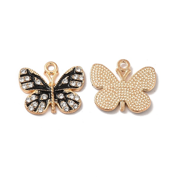 

PandaHall Alloy Rhinestone Pendants, with Enamel, Light Gold, Butterfly Charm, Black, 16.5x19x2mm, Hole: 1.8mm Alloy Rhinestone+Enamel...