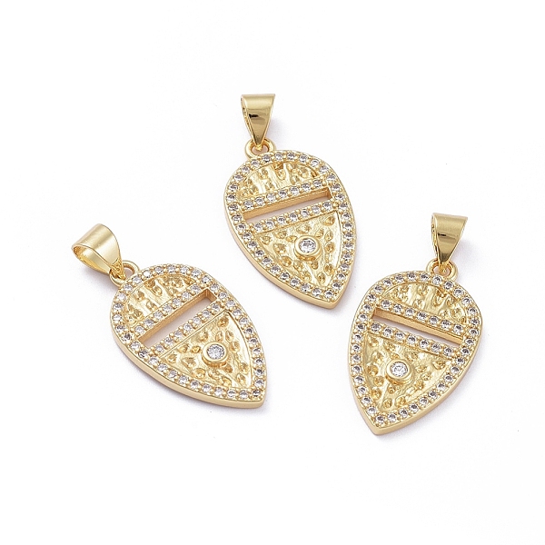 

PandaHall Brass Micro Pave Cubic Zirconia Pendants, Long-Lasting Plated, Shield, Clear, Golden, 23x13x2mm, Hole: 5x3mm Brass+Cubic Zirconia...
