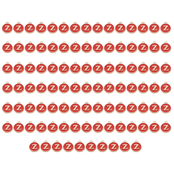 

PandaHall Golden Plated Enamel Alloy Charms, Enamelled Sequins, Flat Round, Red, Letter.Z, 14x12x2mm, Hole: 1.5mm, 100pcs/Box Alloy+Enamel...