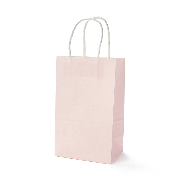

PandaHall Rectangle Paper Bags, with Handles, for Gift Bags and Shopping Bags, Misty Rose, 21.5x13x7.9cm, Fold: 21.5x13x0.2cm Paper None