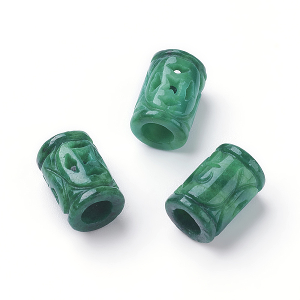 

PandaHall Natural Myanmar Jade/Burmese Jade European Beads, Large Hole Beads, Dyed, Column, 14x10mm, Hole: 5mm Myanmar Jade Column