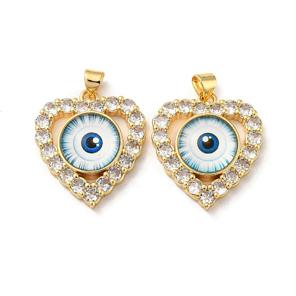 

PandaHall Real 18K Gold Plated Brass Pendants, with Glass and Acrylic, Heart with Evil Eye Charms, Light Blue, 26x22.5x7mm, Hole: 4.5x3.5mm...