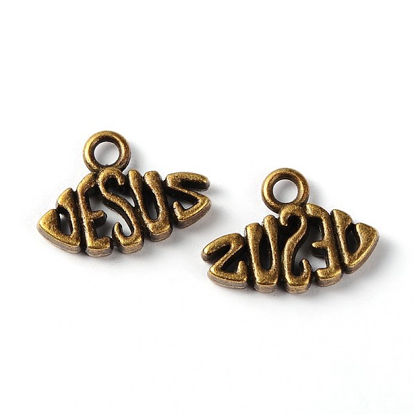 

PandaHall Tibetan Style Alloy Name Jesus Pendants for Easter, Cadmium Free & Nickel Free & Lead Free, Antique Bronze, 11x15x2mm, Hole: 2mm...
