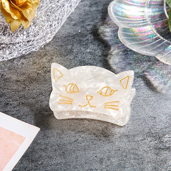 

PandaHall Cat Shape Acrylic Claw Hair Clips, for Girls Women Thick Hair, Seashell Color, 65x40x30mm Acrylic Cat Shape