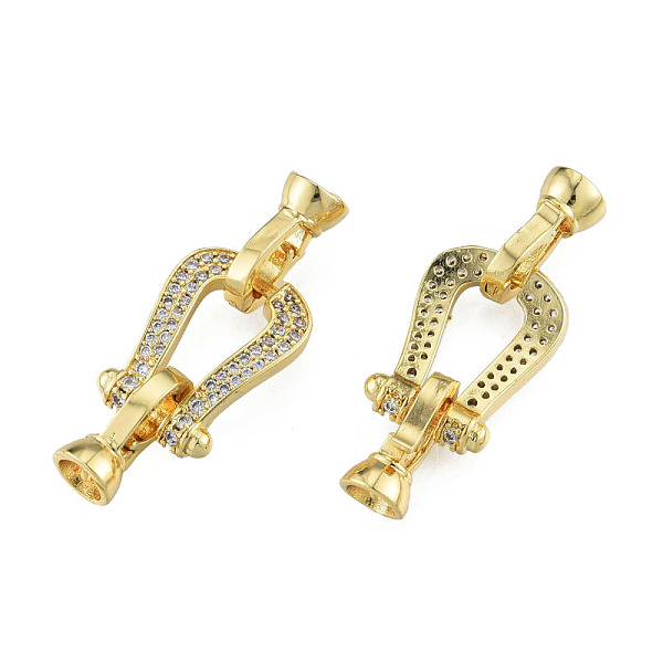 

PandaHall Brass Pave Clear Cubic Zirconia Fold Over Clasps, Nickel Free, U-Shaped, Real 14K Gold Plated, 37mm, Clasp: 13.5x7.5x6.5mm, Inner...