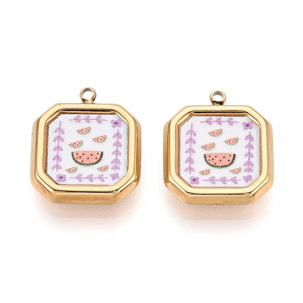Carré en acier inoxydable 304 de style imprimé avec pendentifs en forme de fleur