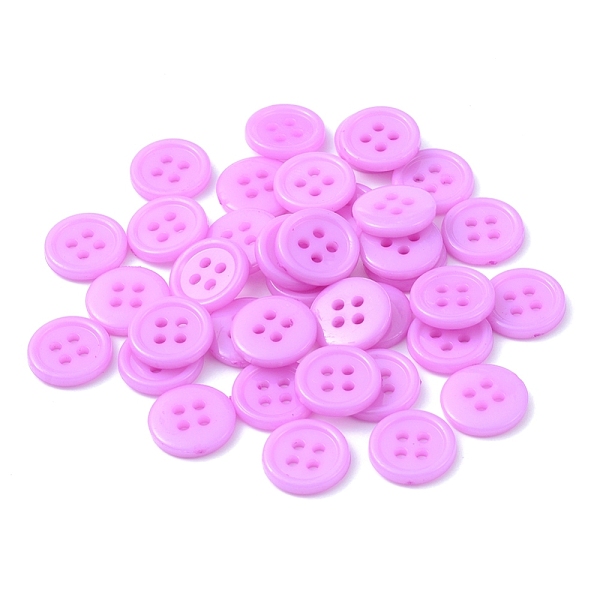 PandaHall Acrylic Sewing Buttons, Plastic Shirt Buttons for Costume Design, 4-Hole, Dyed, Flat Round, Medium Orchid, 12x2mm, Hole: 1mm...