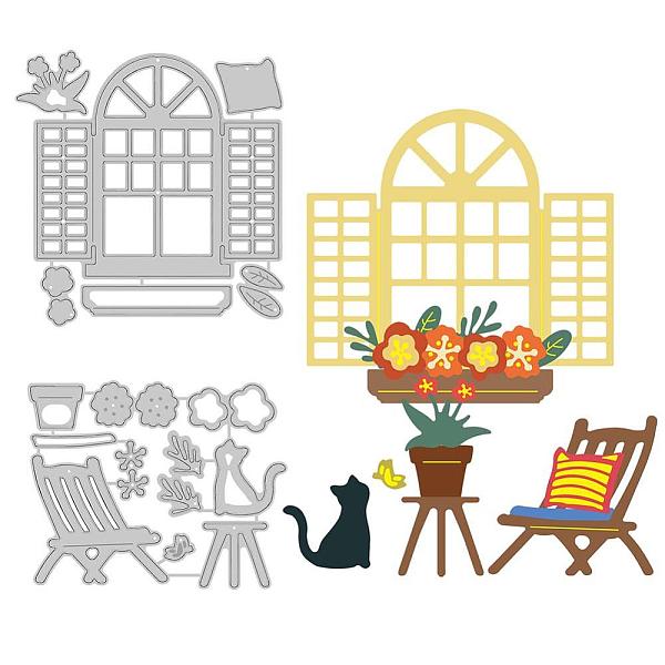 

PandaHall BENECREAT 3Pcs Window Flower Metal Cutting Dies Stencil, Lounge Chair Flowerpot Cat Carbon Steel Embossing Template for Card...
