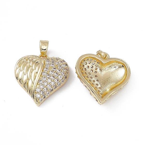 

PandaHall Brass Clear Cubic Zirconia Pendants, Heart with Wing Charms, Real 18K Gold Plated, 19.5x18x5mm, Hole: 4x2.5mm Brass+Cubic Zirconia...