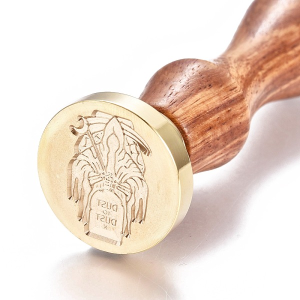 

PandaHall Brass Wax Seal Stamp, with Wooden Handle, for Post Decoration, DIY Card Making, Magic Themed Pattern, Golden, 90x26mm Brass Others