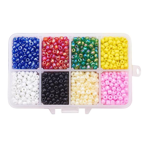 

PandaHall 1 Box 6/0 Glass Seed Beads Round Loose Spacer Beads, Mixed Color, 4mm, Hole: 1mm, about 1900pcs/box Glass Multicolor