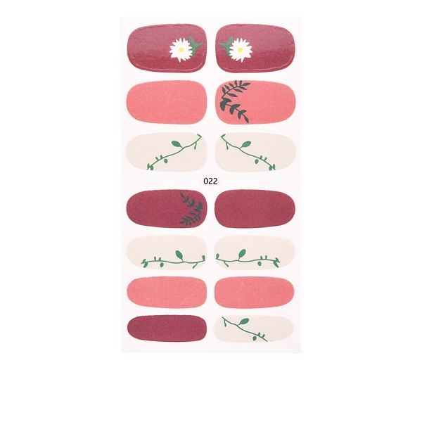 

PandaHall Full Cover Strawberry Flower Nail Stickers, Self Adhesive, for Women Girls Manicure Nail Art Decoration, Leaf Pattern, 25x9~16mm...