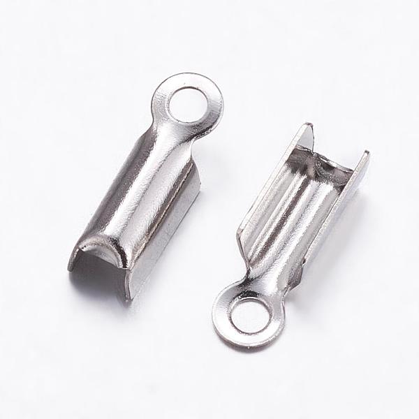 

PandaHall 304 Stainless Steel Folding Crimp Ends, Fold Over Crimp Cord Ends, Stainless Steel Color, 8x4x3mm, Hole: 2mm 304 Stainless Steel