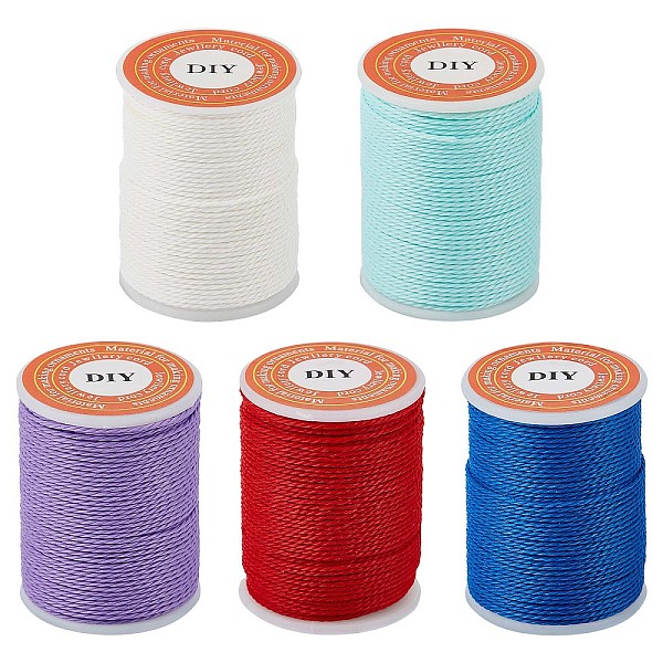 

PandaHall SUNNYCLUE 5 Rolls 5 Colors Round Waxed Polyester Cord, Taiwan Waxed Cord, Twisted Cord, Mixed Color, 1mm, about 12.02 yards..., Multicolor