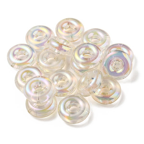 

PandaHall UV Plating Rainbow Iridescent Acrylic Beads, Two Tone Bead in Bead, Flat Round, Clear, 29.5x10.5mm, Hole: 3mm Acrylic Flat Round...