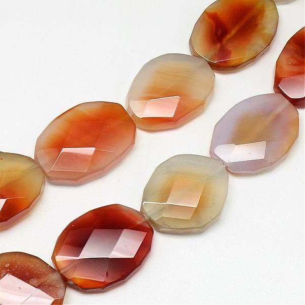 

PandaHall Natural Carnelian Bead Strands, Faceted, Dyed, Oval, 28~32x22~25x7~10mm, Hole: 2mm, about 13pcs/strand, 15.7 inch Carnelian Oval