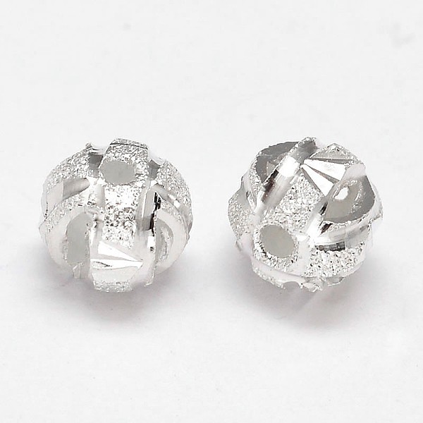 

PandaHall Fancy Cut Textured 925 Sterling Silver Round Beads, Silver, 8mm, Hole: 1.5mm, about 36pcs/20g Sterling Silver Round