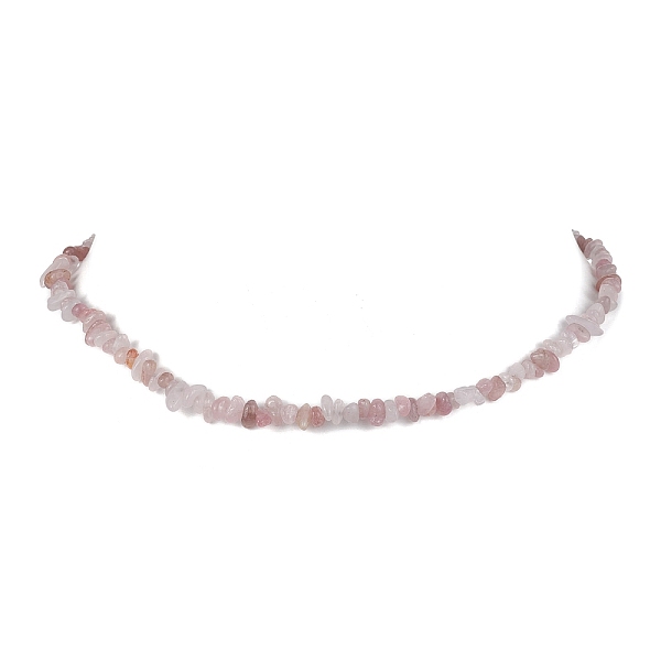 

PandaHall Natural Rose Quartz Chip Beaded Necklace, Stainless Steel Color, 15.94~15.98 inch(40.5~40.6cm) Rose Quartz Chip