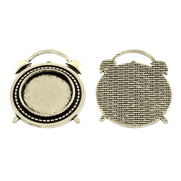 

PandaHall Tibetan Style Alloy Pendant Cabochon Settings, Alarm Clock, Cadmium Free & Lead Free, Antique Silver, 37x30x3mm, Hole: 15x5mm...
