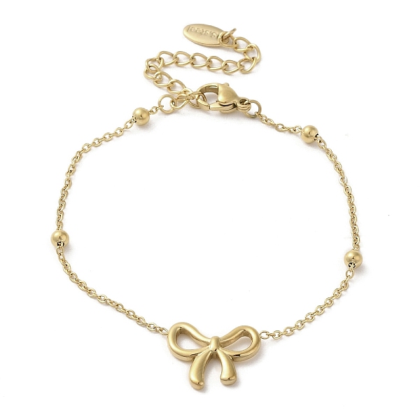 

PandaHall 304 Stainless Steel Bracelets, Jewely for Women, Bowknot, Golden, 6-3/8 inch(16.1cm) 304 Stainless Steel Bowknot